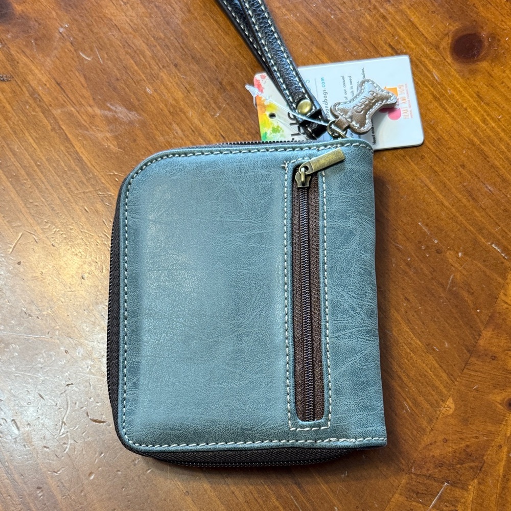 Chala Teal Dog Scooter Zip Wallet with Wristlet - Picture 3 of 7